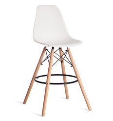 Барный стул TETCHAIR Cindy Bar Chair (mod. 80-1) пластик белый, ножки дерево натуральный фото 1