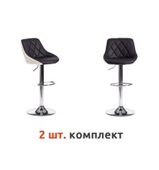 Барный стул TETCHAIR MESSY (mod. KY704C) компл. 2 шт., экокожа, черный/белый, основание хром фото 1