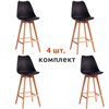 TETCHAIR TULIP BAR (mod. C1014H-1) компл. 4 шт., пластик/экокожа, черный, ножки дерево фото 1