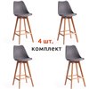 TETCHAIR TULIP BAR (mod. C1014H-1) компл. 4 шт., пластик/экокожа, серый, ножки дерево фото 1