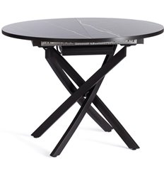 Двухцветный стол TETCHAIR MANZANA раздвижной ЛДСП/HPL/металл, 100-130х100х75 см, Мрамор чёрный/чёрный фото 1
