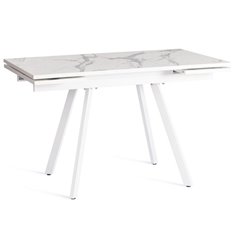 Двухцветный стол TETCHAIR VIGO раздвижной ЛДСП/HPL/металл, 120-180х80х75 см, Мрамор светлый/белый фото 1