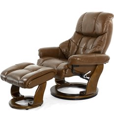 RELAX Lux 7438W Brown, кожа, цвет коричневый/темный орех фото 1