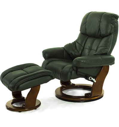 RELAX Lux 7438W Dark Green, кожа, цвет зеленый/темный орех