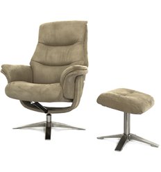 RELAX BOSS 7826A Taupe с пуфом для ног, нубук, цвет бронзовый