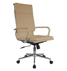 Офисное кресло Riva Chair Hugo 6003-1SEC светло-бежевое, хром, экокожа фото 1