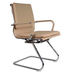 Офисное кресло Riva Chair Hugo 6003-3EC светло-бежевое, хром, экокожа фото 1