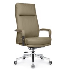 Офисное кресло Riva Chair Leon A916-1 Бежевый, хром, экокожа фото 1