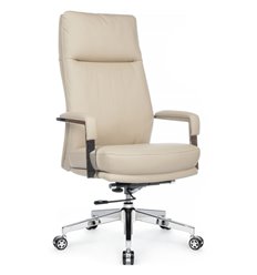 Офисное кресло Riva Chair Leon A916-1 Кремовый, хром, экокожа фото 1