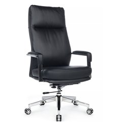 Офисное кресло Riva Chair Leon A916-1 Черный, хром, экокожа фото 1