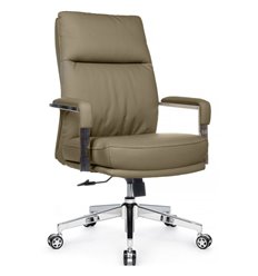 Офисное кресло Riva Chair Leon-M B916 Бежевый, хром, экокожа фото 1