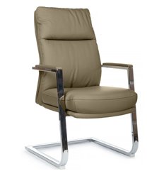 Офисное кресло Riva Chair Leon-SF D916 Бежевый, хром, экокожа фото 1