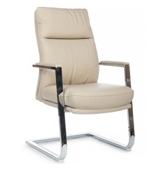 Офисное кресло Riva Chair Leon-SF D916 Кремовый, хром, экокожа фото 1