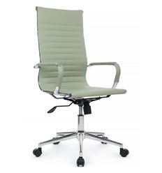 Офисное кресло Riva Chair Hugo 6002-1SE зеленое, хром, экокожа фото 1