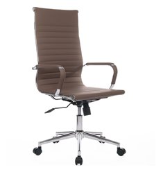 Кресло для руководителя Riva Chair Hugo 6002-1SE коричневое, хром, экокожа фото 1