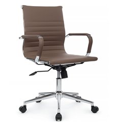 Кресло для руководителя Riva Chair Hugo 6002-2SE коричневое, хром, экокожа фото 1