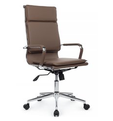 Кресло для руководителя Riva Chair Hugo 6003-1SE коричневое, хром, экокожа фото 1