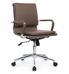 Кресло для руководителя Riva Chair Hugo 6003-2SE коричневое, хром, экокожа фото 1