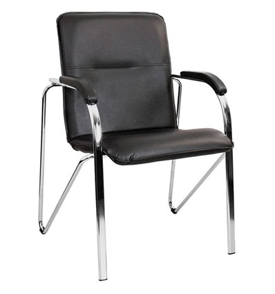 Riva Chair Самба SMB-01H Черный, с мягкими подлокотниками, Хром гальв.