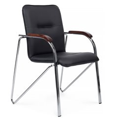 Riva Chair Самба SMB-02H Черный, с деревянными подлокотниками, Хром гальв.