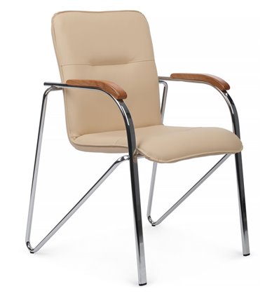 Riva Chair Самба SMB-02H Бежевый, с деревянными подлокотниками, Хром гальв.