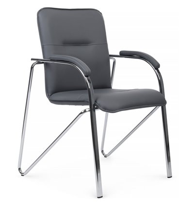 Riva Chair Самба SMB-01H Серый, с мягкими подлокотниками, Хром гальв.