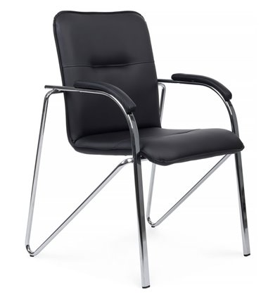 Riva Chair Самба SMB-01H Черный, с мягкими подлокотниками, Хром гальв.