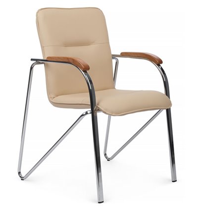 Riva Chair Самба SMB-02H Бежевый, с деревянными подлокотниками, Хром гальв.