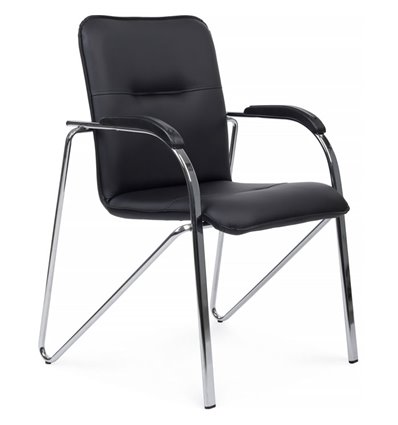 Riva Chair Самба SMB-03H Черный, с пластиковыми подлокотниками, Хром гальв.