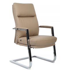 Кресло для посетителя Riva Chair Leon-SF D916 Бежевый, хром, экокожа фото 1