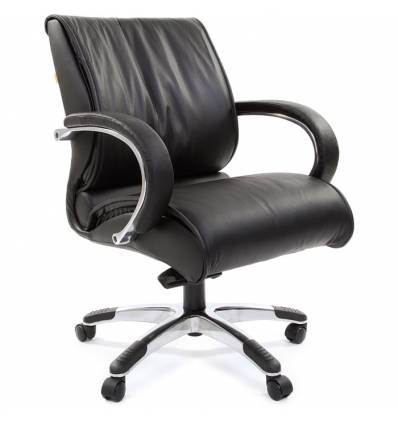 Кресло CHAIRMAN 444/black для руководителя, кожа, цвет черный