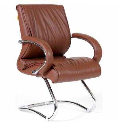 Кресло CHAIRMAN 445/brown для посетителя, кожа, цвет коричневый