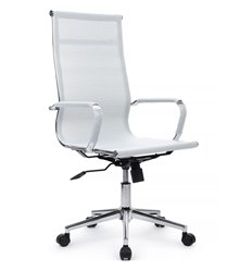 Кресло для руководителя Riva Chair Hugo 6001-1SЕ белое, хром, сетка фото 1