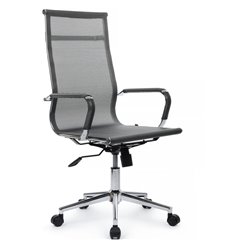 Офисное кресло Riva Chair Hugo 6001-1SЕ Серебристо-серый, хром, сетка фото 1