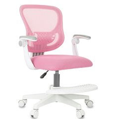 Кресло детское Бюрократ BUROKIDS 3 PINK, розовый сетка/ткань, белый пластик, подставка для ног фото 1