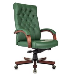 Бюрократ T-9928WALNUT/GREEN, дерево, кожа, цвет зеленый фото 1