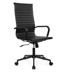 Офисное кресло Riva Chair Hugo 6002-1SEB черное, черный металл, экокожа фото 1