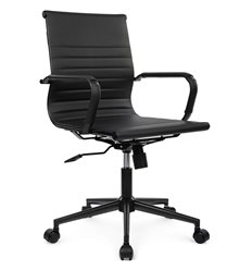 Офисное кресло Riva Chair Hugo 6002-2SEB черное, черный металл, экокожа фото 1