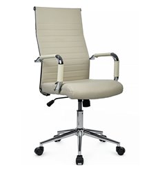 Кресло для руководителя Riva Chair Art 6015H Бежевый, хром, экокожа, фото 1