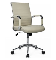 Офисное кресло Riva Chair Art 6015M Бежевый, хром, экокожа фото 1
