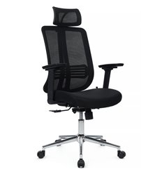 Кресло для руководителя Riva Chair Box A663-3D-M3 Черный, хром, спинка сетка фото 1