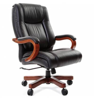 Кресло CHAIRMAN 403 для руководителя усиленное до 250 кг, кожа, цвет черный