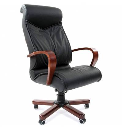 Кресло CHAIRMAN 420 WD/black для руководителя, кожа, цвет черный