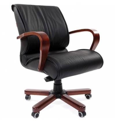 Кресло CHAIRMAN 444 WD/black для руководителя, кожа, цвет черный