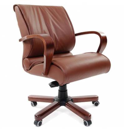 Кресло CHAIRMAN 444 WD/brown для руководителя, кожа, цвет коричневый