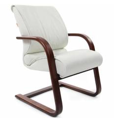 Кресло CHAIRMAN 445 WD/White для посетителя, кожа, цвет белый