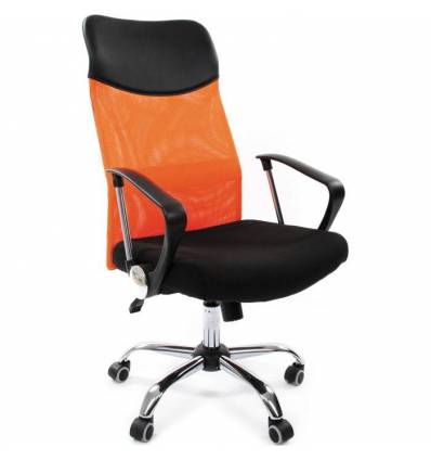 Кресло CHAIRMAN 610/ORANGE для руководителя, сетка/ткань, цвет оранжевый/черный