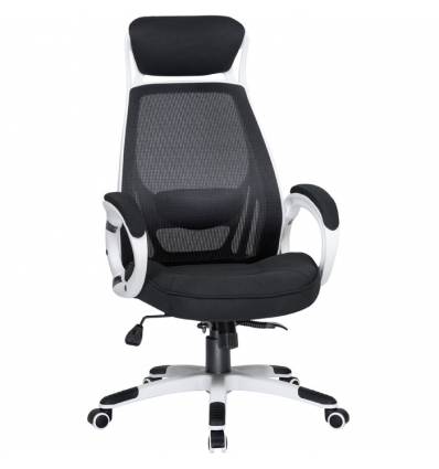 Кресло LMR-109BL/white для руководителя, сетка/ткань, цвет черный, пластик белый