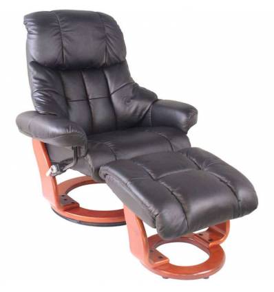 Кресло-реклайнер RELAX Lux 7438W Black, кожа, цвет черный