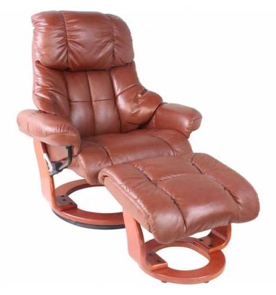 Кресло-реклайнер RELAX Lux 7438W Brown, кожа, цвет коричневый